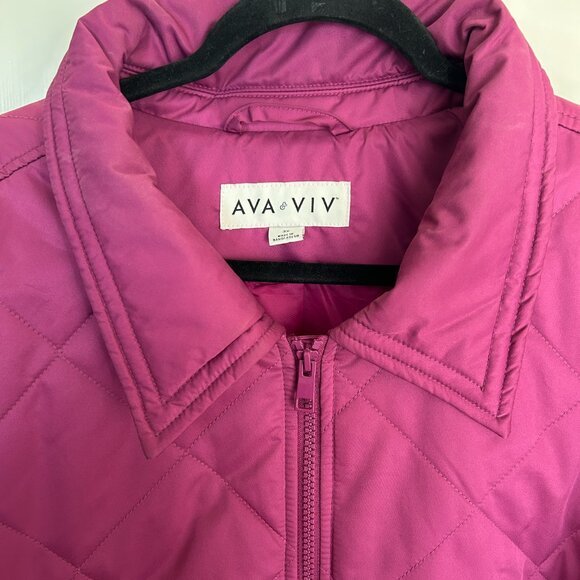 Berry Bold Ava & Viv Quilted Zip Jacket | Plus Size 3X - Picture 6 of 16